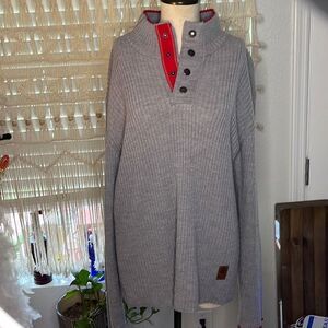 Stallion London crew neck jumper high collar button sweater large